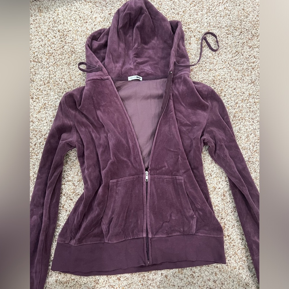 Soft track suit jacket top in shade plum